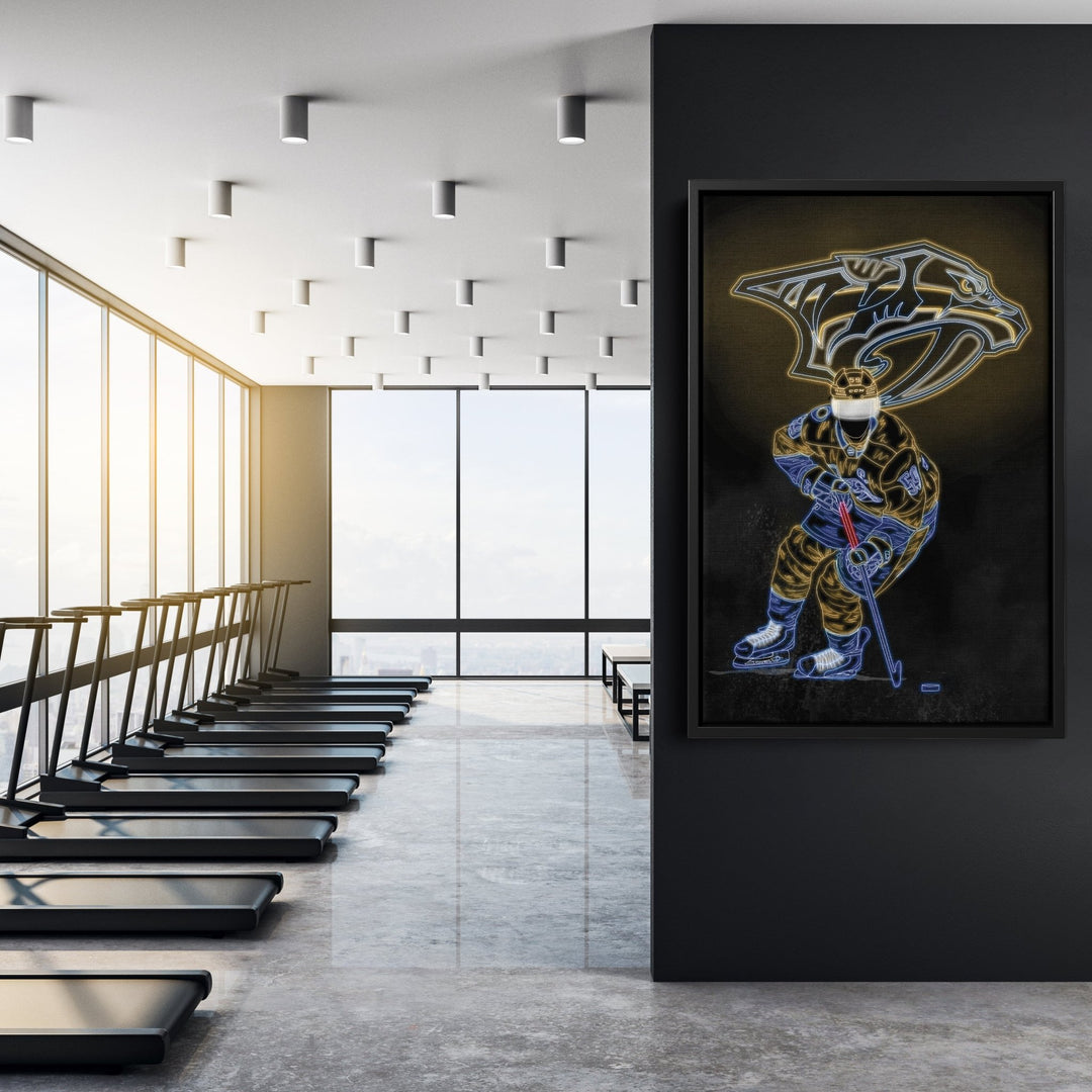 Roman Josi Neon Canvas Art | Predators Wall Decor - CanvasNeon