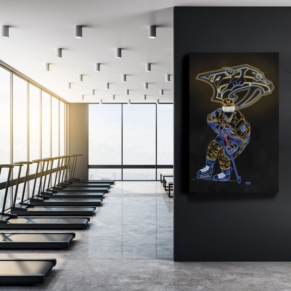 Roman Josi Neon Canvas Art | Predators Wall Decor - CanvasNeon