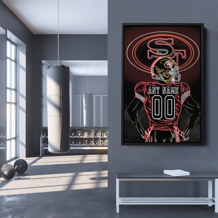 San Francisco 49ers Personalized Jersey Canvas | Neon Wall Art - CanvasNeon