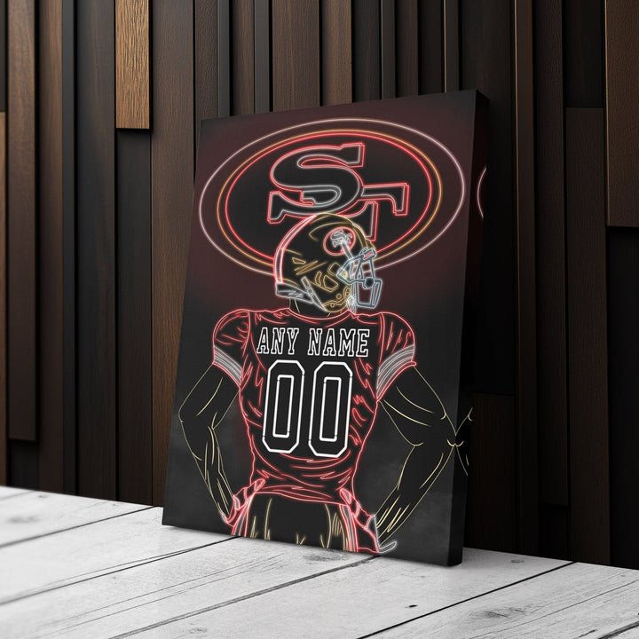 San Francisco 49ers Personalized Jersey Canvas | Neon Wall Art - CanvasNeon