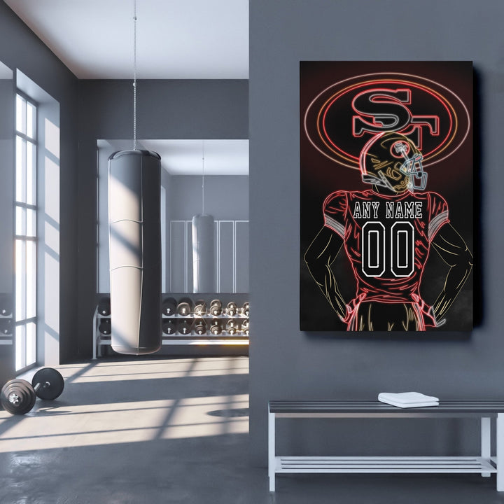 San Francisco 49ers Personalized Jersey Canvas | Neon Wall Art - CanvasNeon