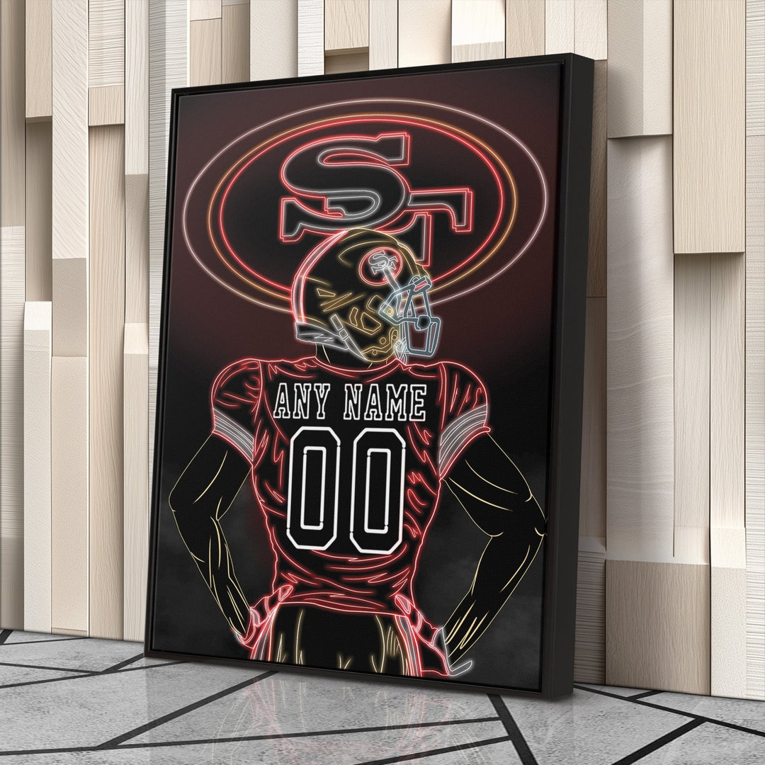 San Francisco 49ers Personalized Jersey Canvas | Neon Wall Art - CanvasNeon
