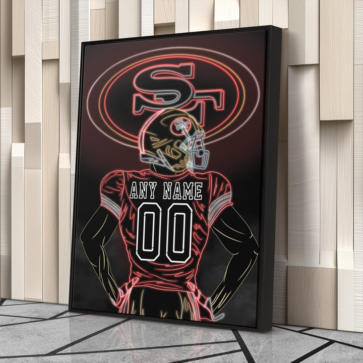 San Francisco 49ers Personalized Jersey Canvas | Neon Wall Art - CanvasNeon