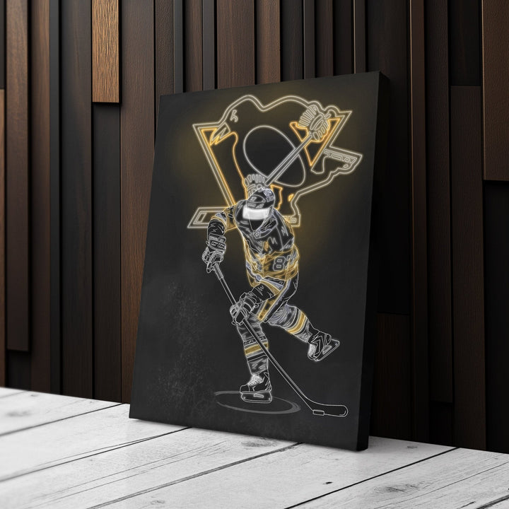 Sidney Crosby Neon Canvas Art | Penguins Wall Decor - CanvasNeon