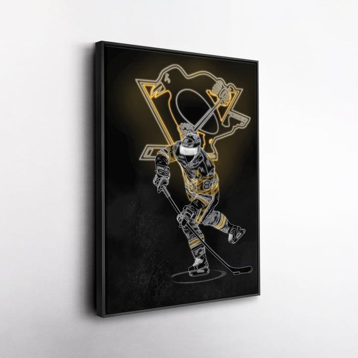 Sidney Crosby Neon Canvas Art | Penguins Wall Decor - CanvasNeon