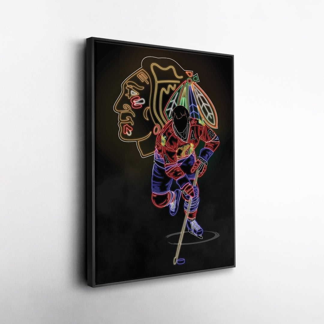 Stan Mikita Neon Canvas Art | Blackhawks Wall Decor - CanvasNeon