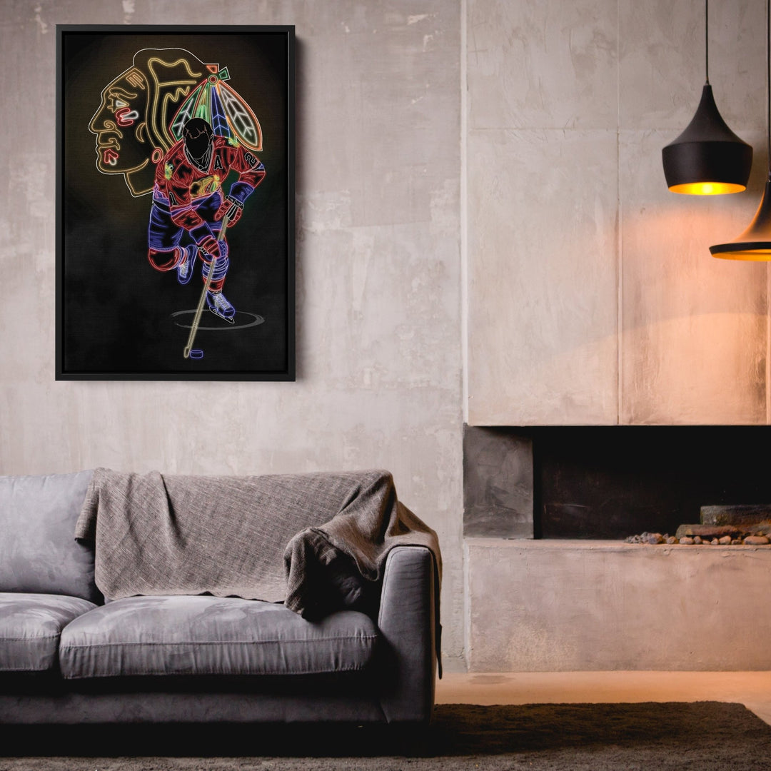 Stan Mikita Neon Canvas Art | Blackhawks Wall Decor - CanvasNeon