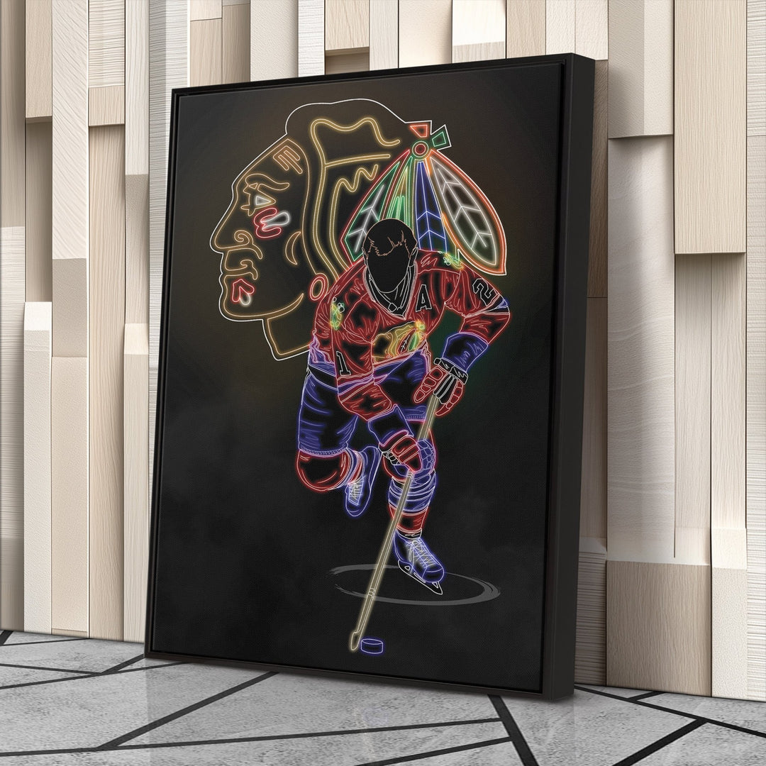 Stan Mikita Neon Canvas Art | Blackhawks Wall Decor - CanvasNeon
