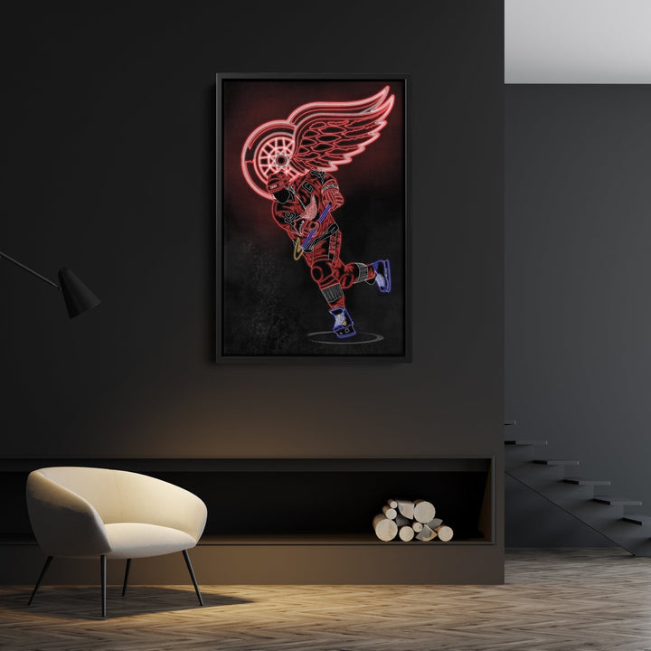 Steve Yzerman Neon Canvas Art | Red Wings Wall Decor - CanvasNeon
