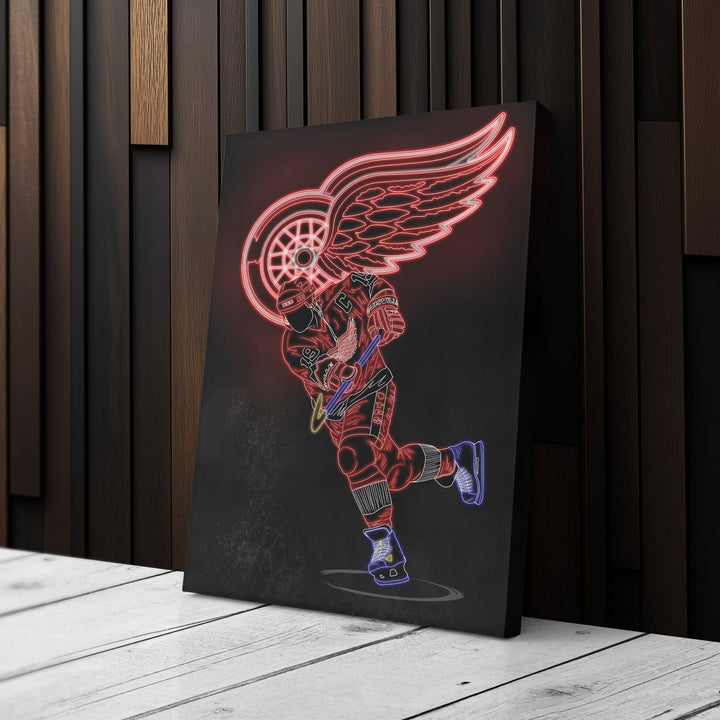 Steve Yzerman Neon Canvas Art | Red Wings Wall Decor - CanvasNeon