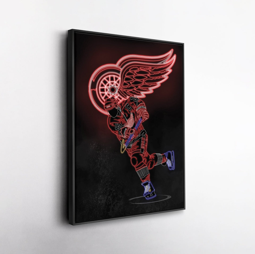 Steve Yzerman Neon Canvas Art | Red Wings Wall Decor - CanvasNeon