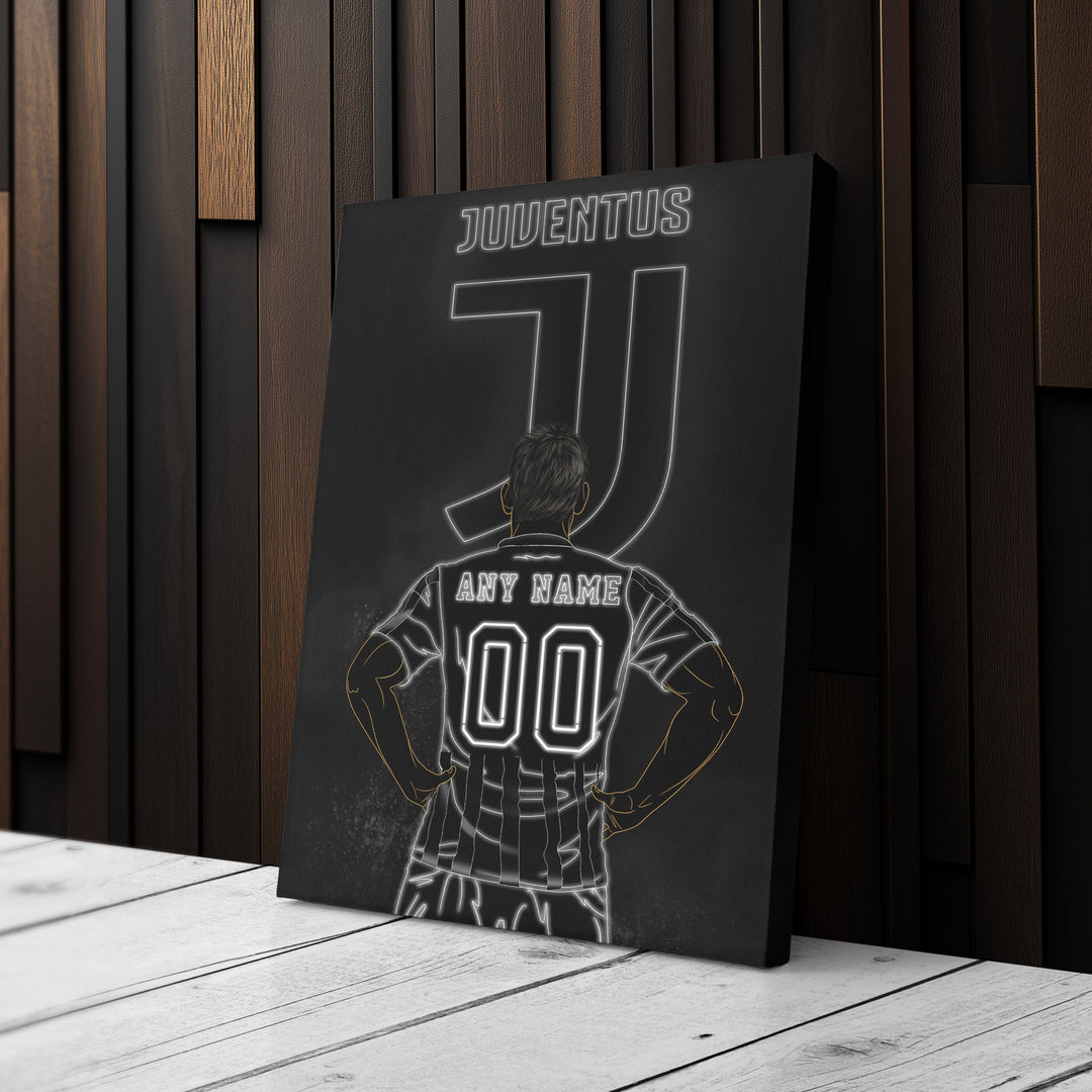 Juventus Personalized Jersey Canvas | Neon Wall Art