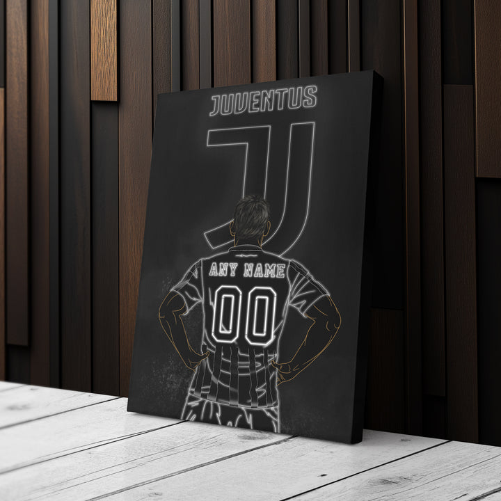 Juventus Personalized Jersey Canvas | Neon Wall Art