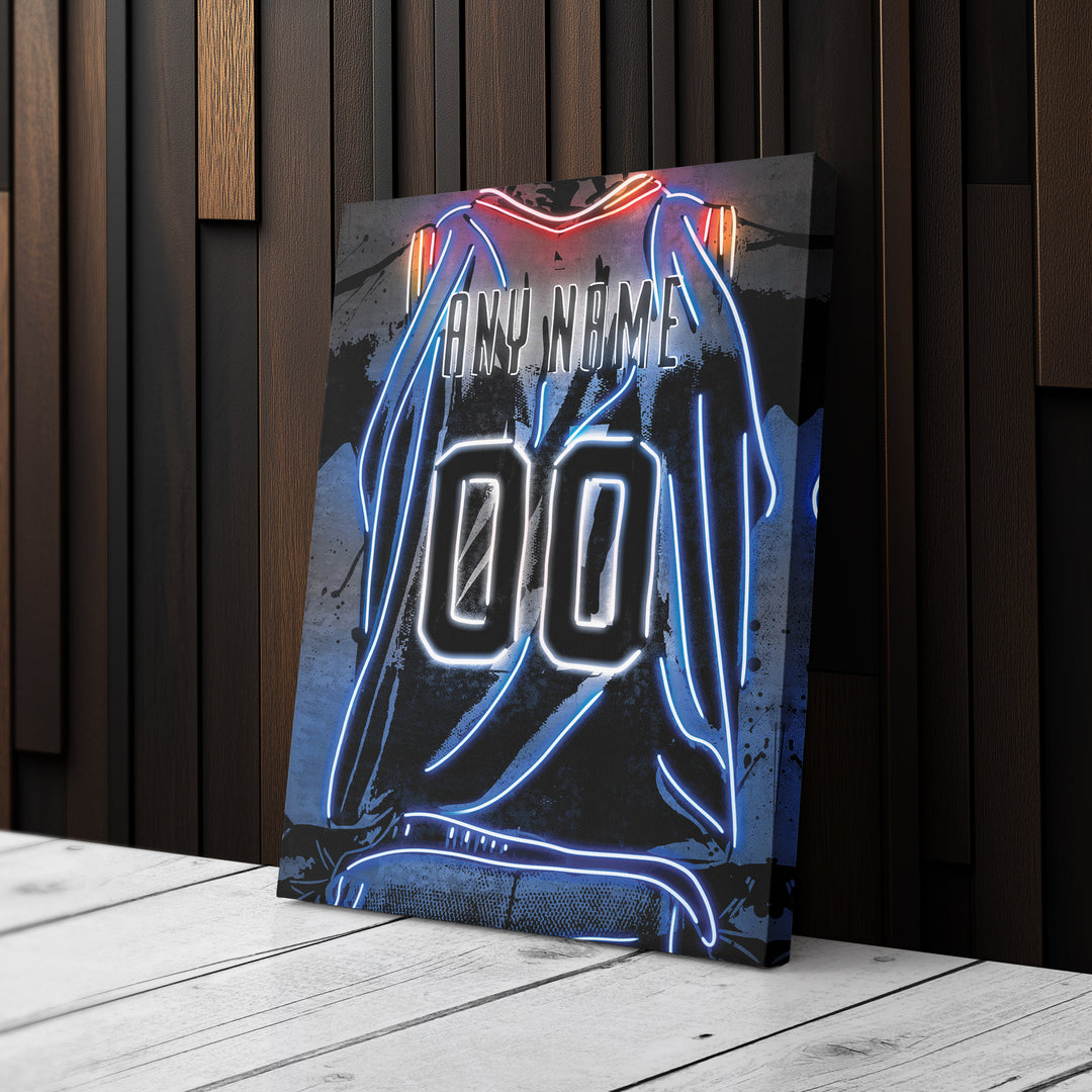 Oklahoma City Thunder Custom Jersey Canvas | Neon Wall Art