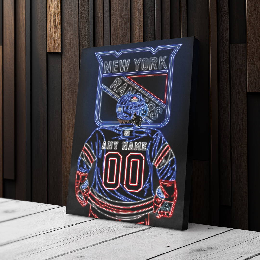 New York Rangers Personalized Jersey Canvas | Neon Wall Art