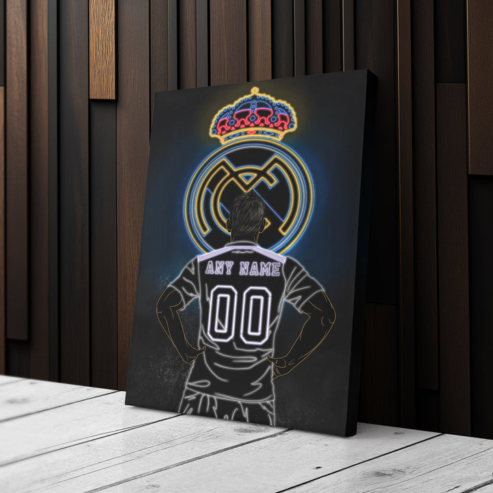Real Madrid Personalized Jersey Canvas | Neon Wall Art