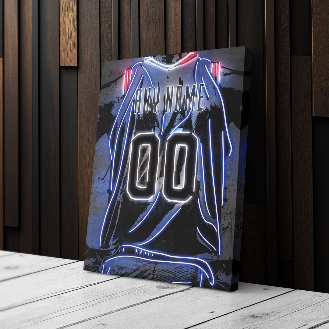 Philadelphia 76ers Custom Jersey Canvas | Neon Wall Art