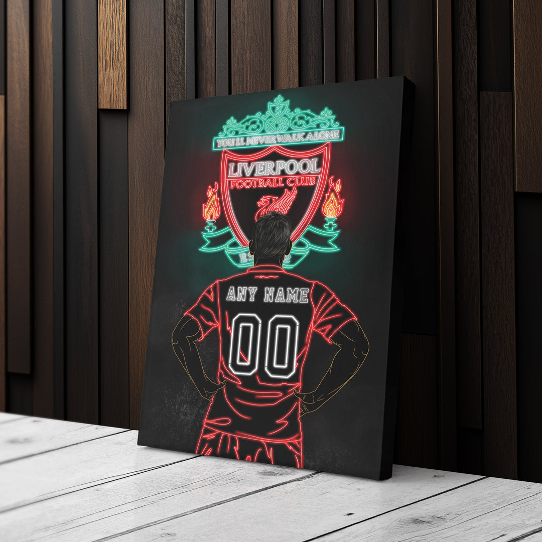 Liverpool Personalized Jersey Canvas | Neon Wall Art