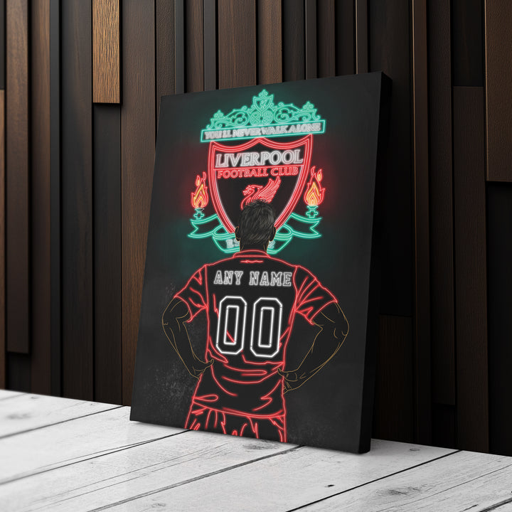 Liverpool Personalized Jersey Canvas | Neon Wall Art
