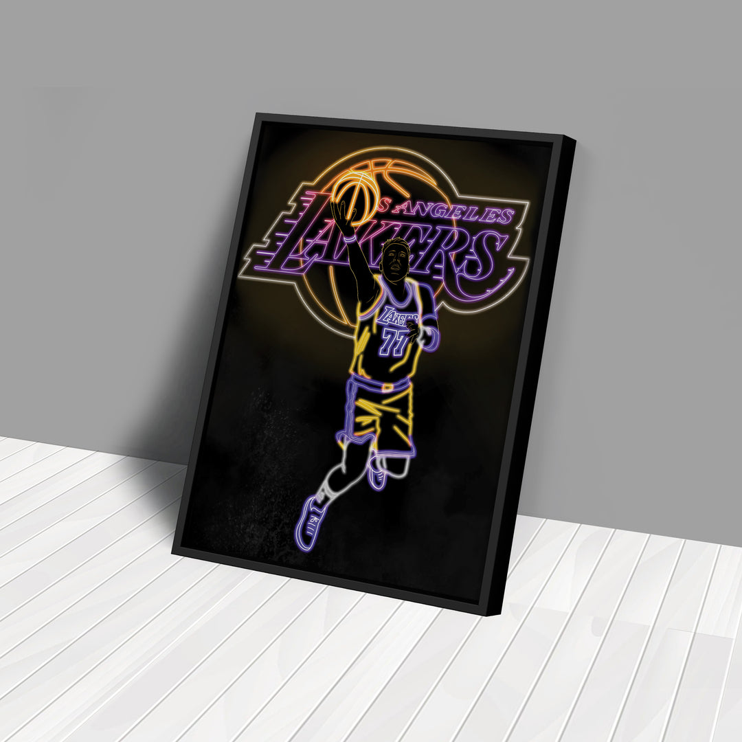 Luka Dončić Neon Canvas Art | Lakers Wall Decor