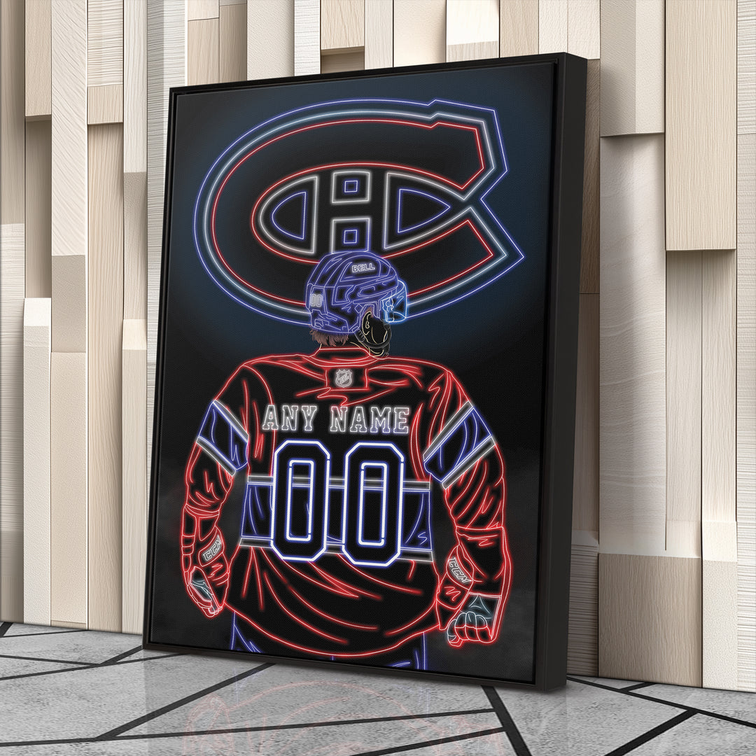 Montreal Canadiens Personalized Jersey Canvas | Neon Wall Art