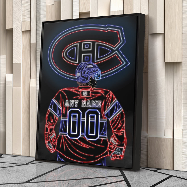 Montreal Canadiens Personalized Jersey Canvas | Neon Wall Art