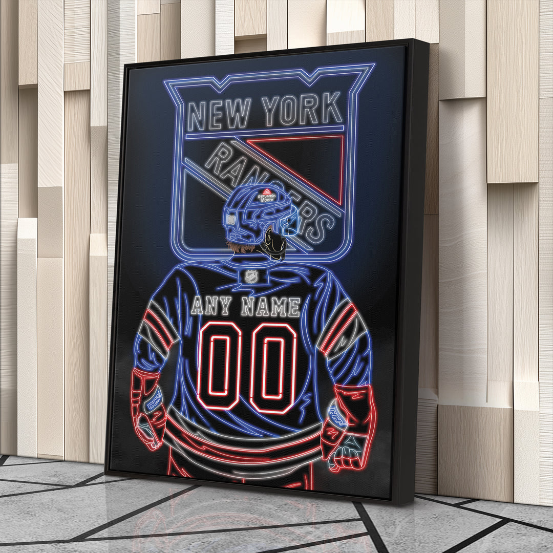 New York Rangers Personalized Jersey Canvas | Neon Wall Art