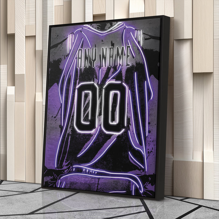 Sacramento Kings Custom Jersey Canvas | Neon Wall Art