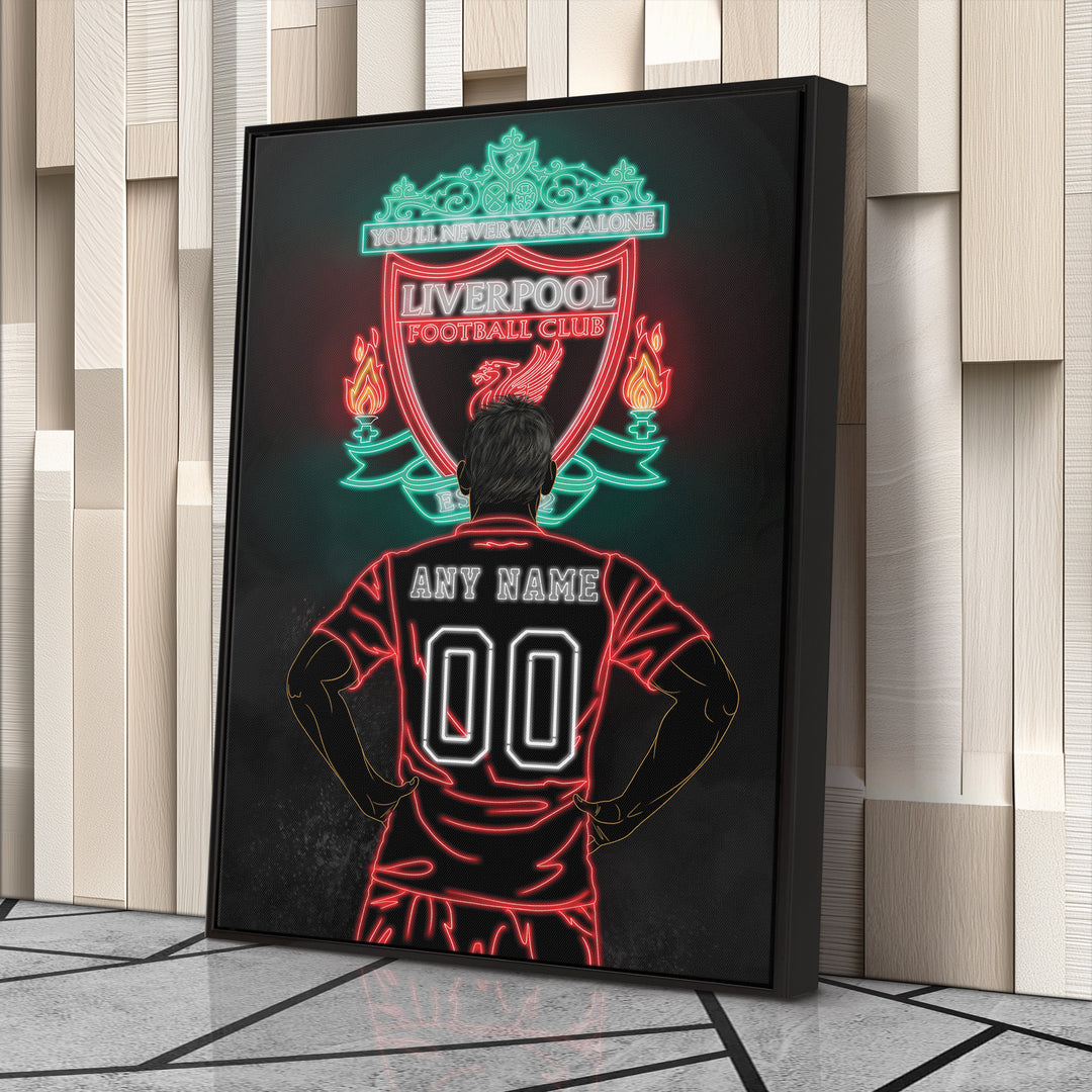 Liverpool Personalized Jersey Canvas | Neon Wall Art