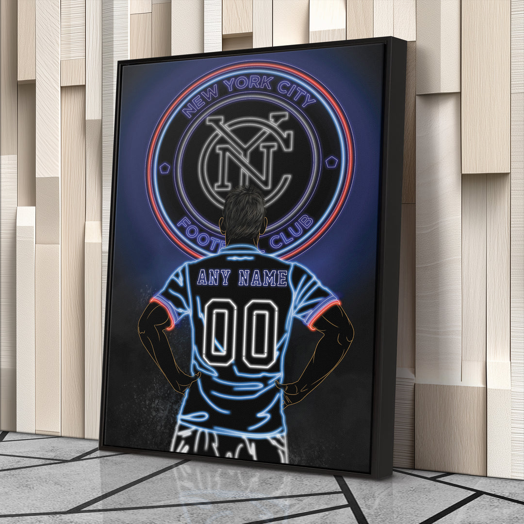 New York City FC Personalized Jersey Canvas | Neon Wall Art