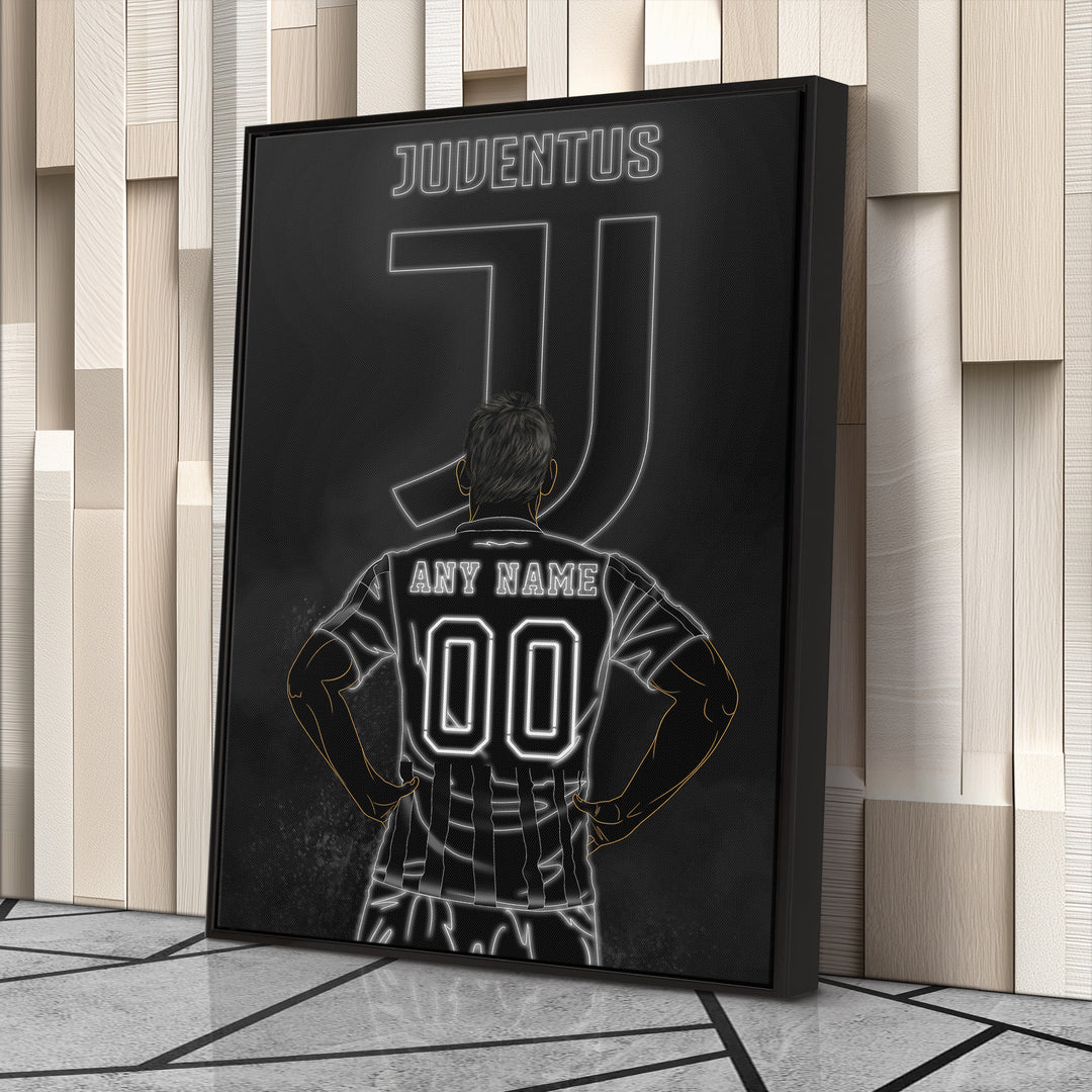 Juventus Personalized Jersey Canvas | Neon Wall Art