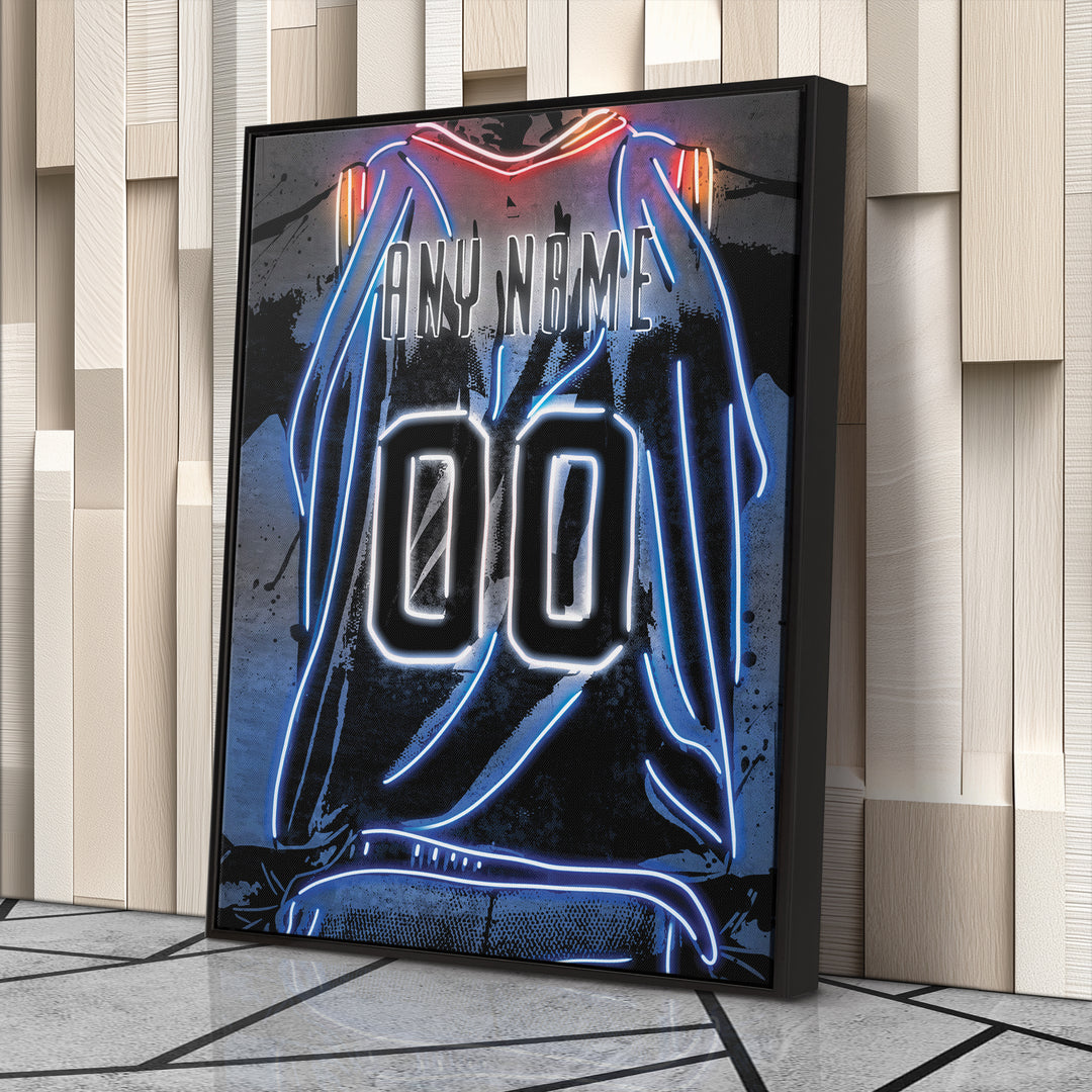 Oklahoma City Thunder Custom Jersey Canvas | Neon Wall Art