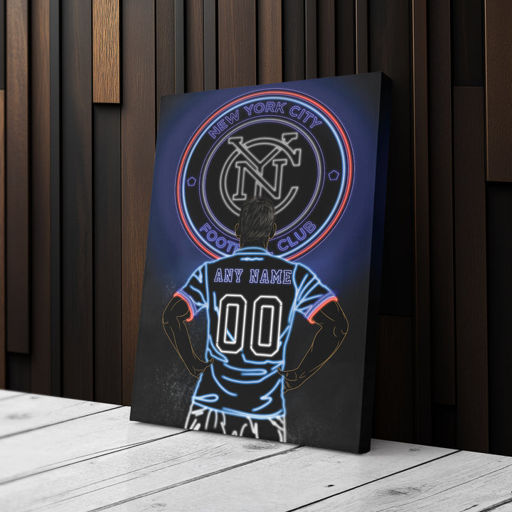 New York City FC Personalized Jersey Canvas | Neon Wall Art