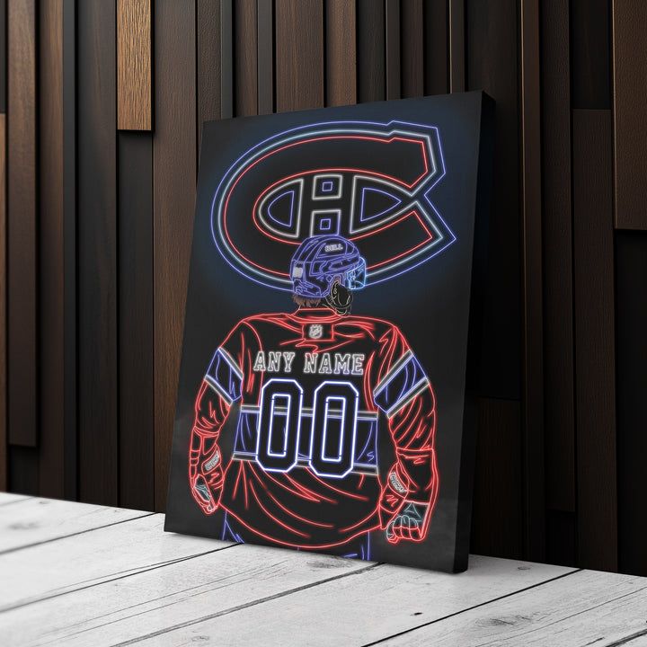 Montreal Canadiens Personalized Jersey Canvas | Neon Wall Art