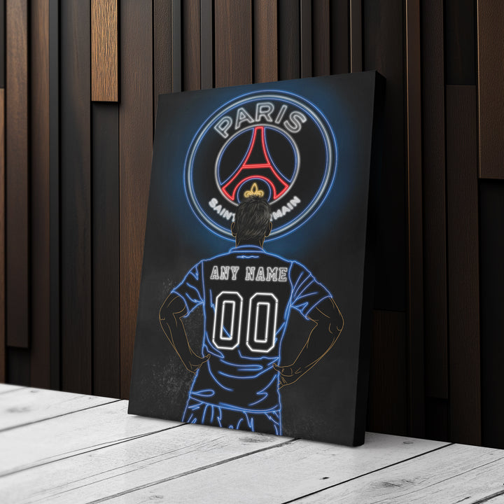 Paris Saint-Germain Personalized Jersey Canvas | Neon Wall Art