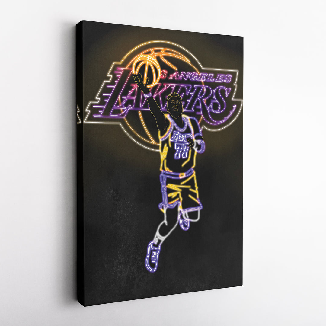 Luka Dončić Neon Canvas Art | Lakers Wall Decor