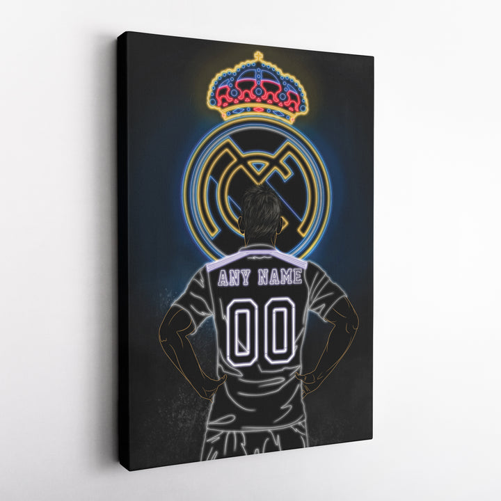 Real Madrid Personalized Jersey Canvas | Neon Wall Art
