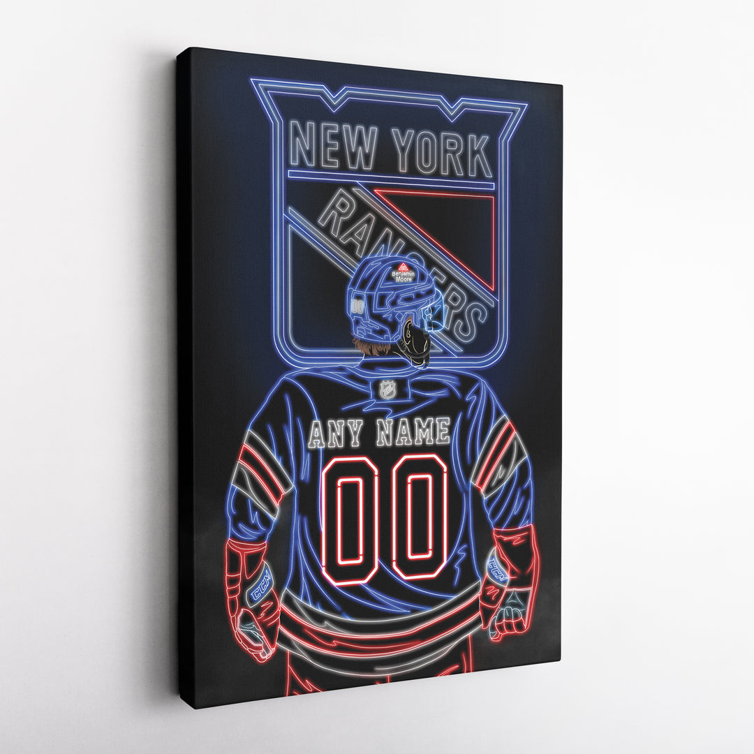 New York Rangers Personalized Jersey Canvas | Neon Wall Art