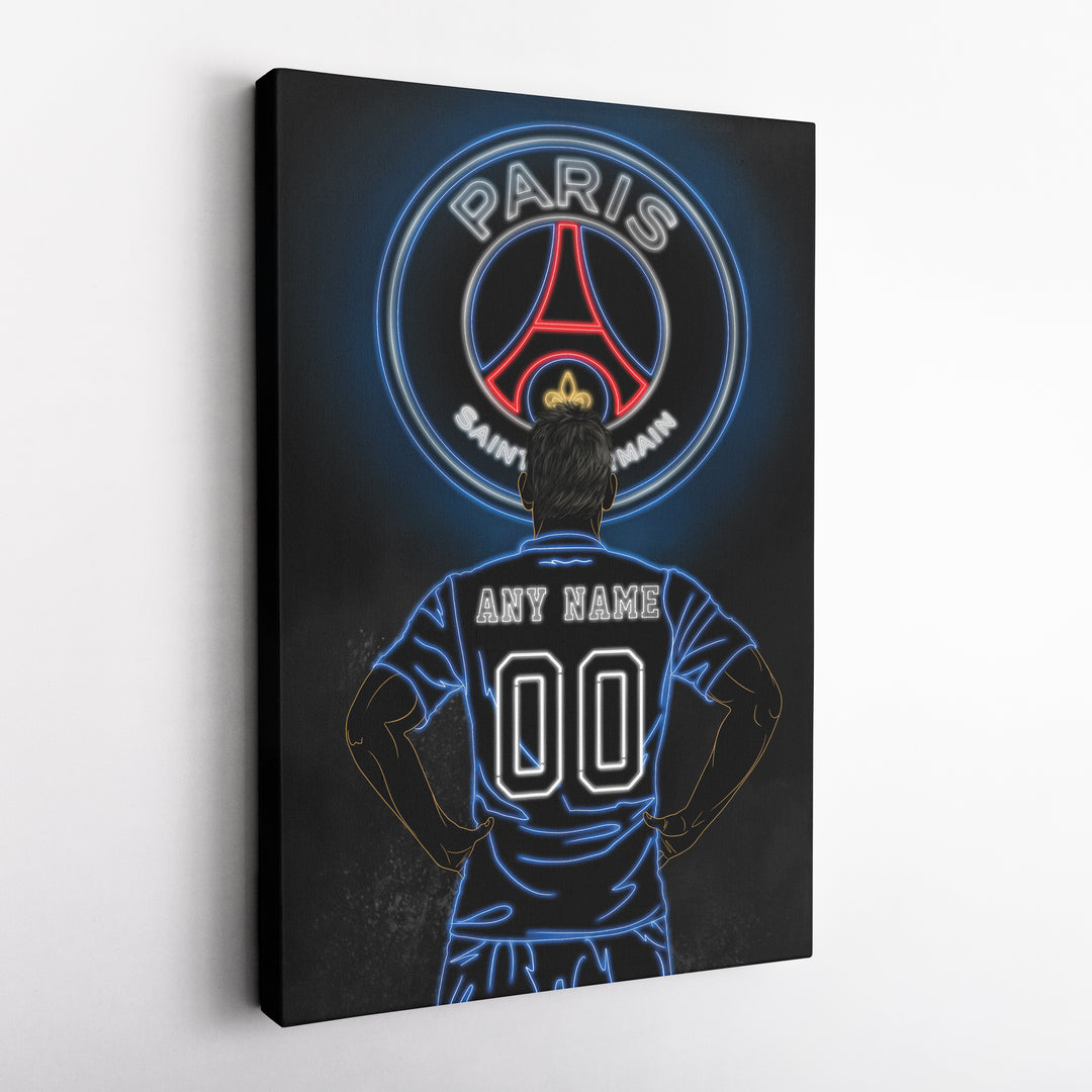 Paris Saint-Germain Personalized Jersey Canvas | Neon Wall Art