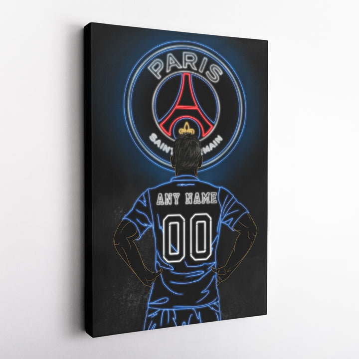 Paris Saint-Germain Personalized Jersey Canvas | Neon Wall Art