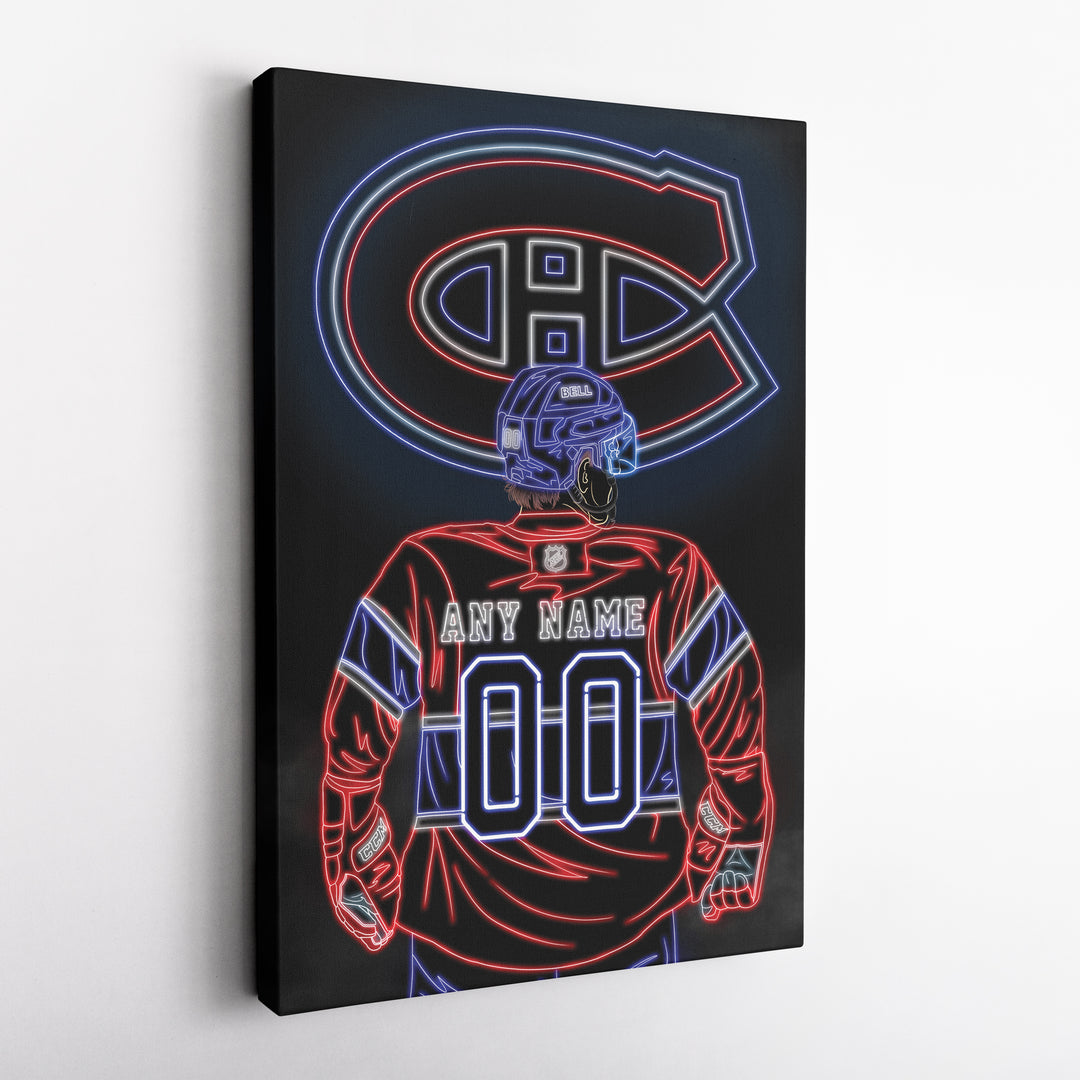 Montreal Canadiens Personalized Jersey Canvas | Neon Wall Art