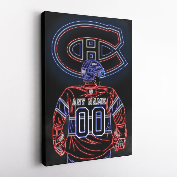 Montreal Canadiens Personalized Jersey Canvas | Neon Wall Art