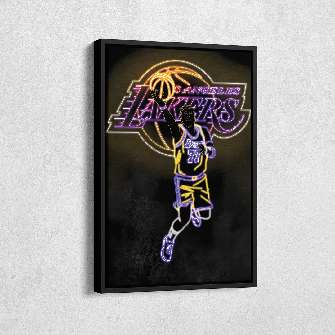 Luka Dončić Neon Canvas Art | Lakers Wall Decor