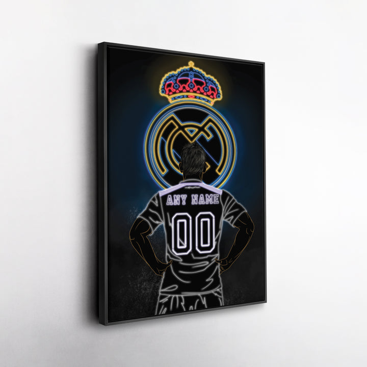 Real Madrid Personalized Jersey Canvas | Neon Wall Art