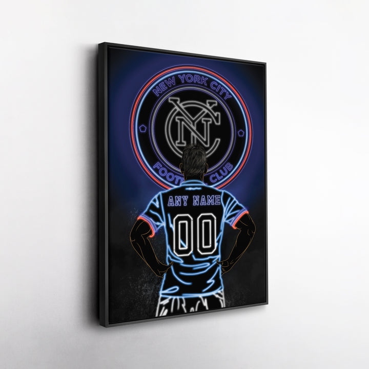 New York City FC Personalized Jersey Canvas | Neon Wall Art