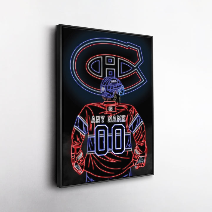 Montreal Canadiens Personalized Jersey Canvas | Neon Wall Art