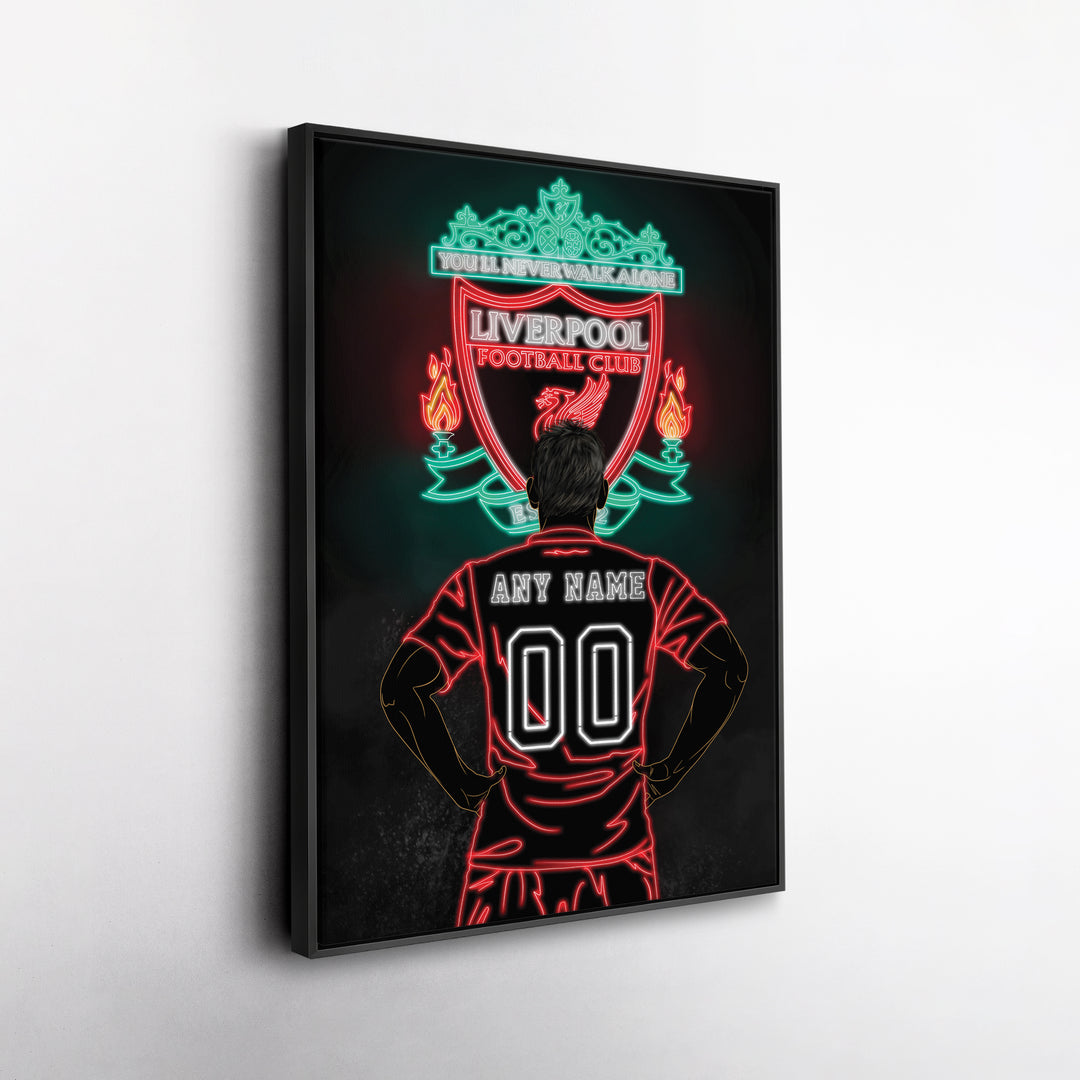 Liverpool Personalized Jersey Canvas | Neon Wall Art