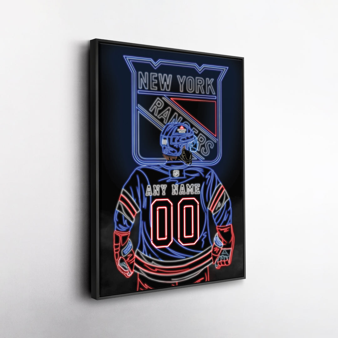 New York Rangers Personalized Jersey Canvas | Neon Wall Art