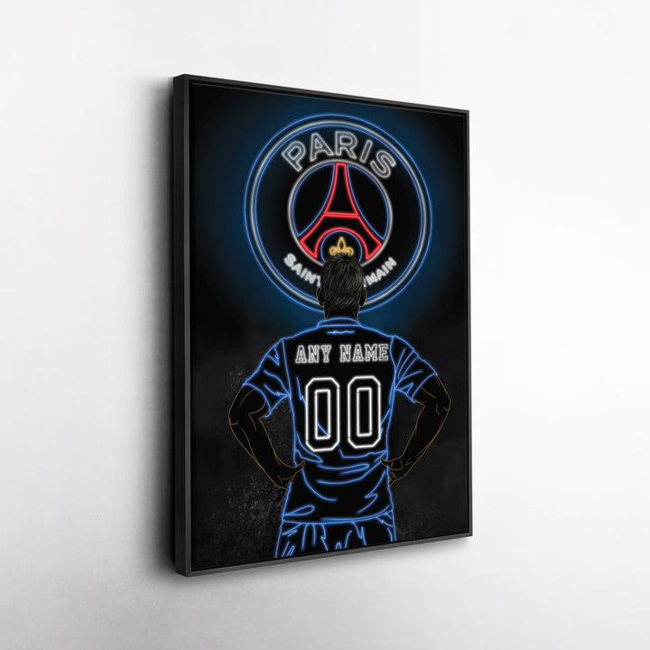 Paris Saint-Germain Personalized Jersey Canvas | Neon Wall Art