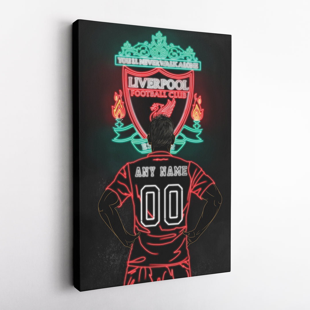 Liverpool Personalized Jersey Canvas | Neon Wall Art